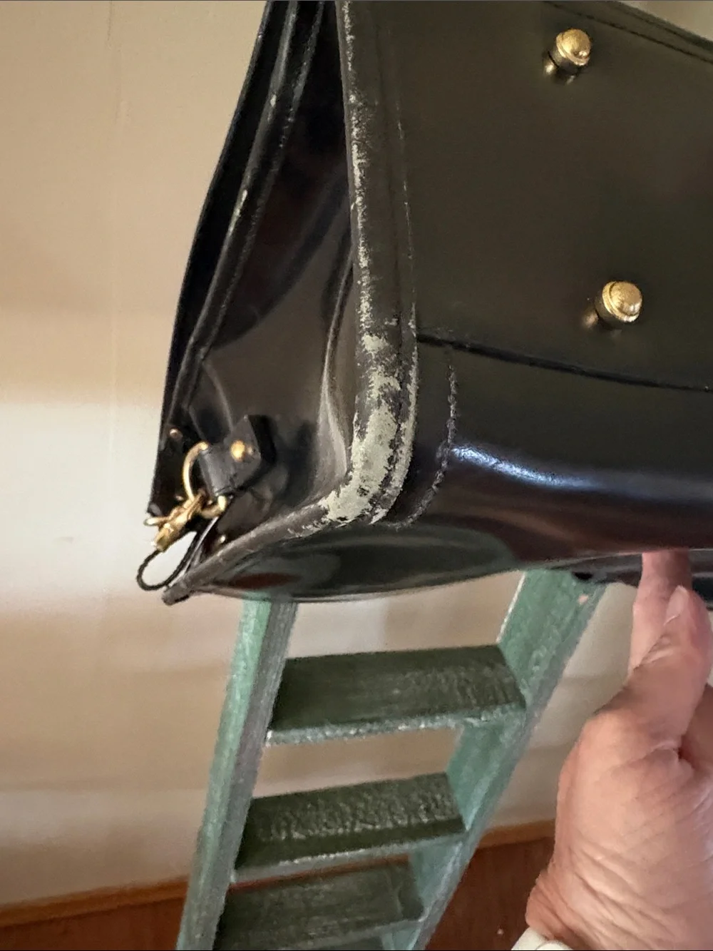 Brahmin Black Leather Briefcase with Gold Hardware